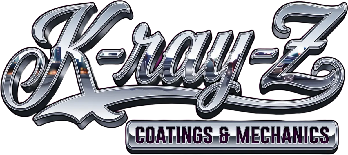 K-ray-Z Coatings & Mechanics chrome script logo